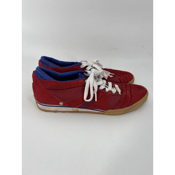 Diesel Live Rush Trainers Womens 9 Red Blue Suede Sneakers Lace Up Mid Top 2008 - Picture 1 of 11